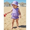 thumbnail image 6 of BemeyourBBs Toddler Baby Girl 3 Piece Swimsuit Set Summer Beach Swimwear Infant Bathing Suit Sleeveless Eyelet Ruffle Bikini Tops Bottoms and Sun Hat, 6 of 9