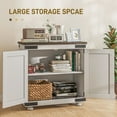 thumbnail image 4 of HOMCOM Kitchen Sideboard, Modern Buffet Cabinet with Barn Door and Adjustable Shelf, Pantry Cabinet, Distressed White and Brown, 4 of 10