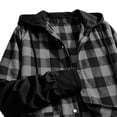 thumbnail image 4 of Snorda Plaid Long Sleeve Shirts for Men Fahshion Hooded Button Up Shirt Jacket with Pockets Casual Soft Loose Comfy Lightweight Shirts for Fall Winter Daily Layering Wear, 4 of 5