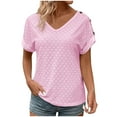 thumbnail image 2 of Cute Summer Tops 2025 Trendy Button down Shirts Womens Tops Summer Womens Solid Color Tops Plus Size Blouses, 2 of 6