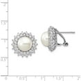 thumbnail image 4 of Sterling Silver Cheryl M Rh-P Cz Fwc Pearl Omega Back Earrings (18 X 18) Made In China qcm289, 4 of 5
