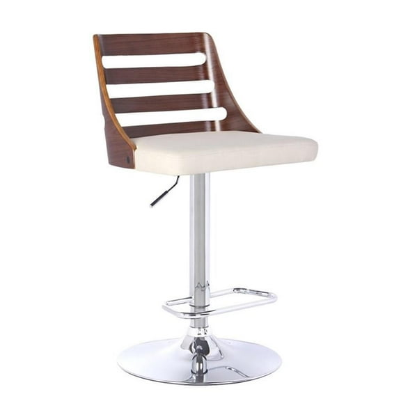 Allora 32" Mid-Century Faux Leather Adjustable Bar Stool in Cream