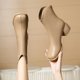 thumbnail image 2 of NECHOLOGY Botas Mujer Zapatos Botines para mujer Moda mujer cuero artificial Color sólido otoño suela gruesa tacones cuadrados cremallera botines cortos zapatos de punta redonda (Khaki, 9), 2 of 5