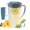 Blue, variant on Bxaolu 0.6-Gallon Slim Plastic Pitcher with Lid – Clear Water Jug with Spout, Iced Tea Pitcher for Fridge, Dishwasher/Freezer Safe, BPA & Phthalate Free – White