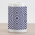 thumbnail image 2 of Navy Ceramic Toothbrush Holder, Modern Symmetric Triangles Geometric Continuous Abstract Lines Illustration, Decorative Versatile Countertop for Bathroom, 4.5" X 2.7", Indigo Cream, by Ambesonne, 2 of 4