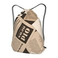 thumbnail image 3 of XMXT Waterproof Gym Bag, Old Newspaper Hand Drawn Drawstring Backpack for Men, m Brown, 3 of 8