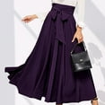thumbnail image 3 of Mrat Skirt for Women Women's Elegant High Waisted Linen Skirt Skirt With Front Lace Up Tube Pencil Midi Skirt Asymmetrical Short Skirts Pleat Asnkle Skirt Purple XL, 3 of 6