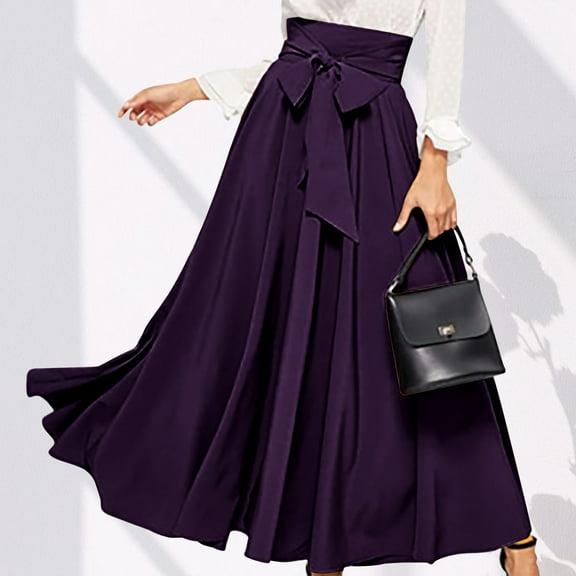 Aloohaidyvio Dresses for Women,Womens Elegant High Waisted Skirt with Front Lace Up Pleats and Ankle Skirt