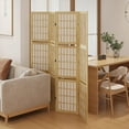 thumbnail image 3 of Room Divider with Shelves, 66.9-Inch Tall Japanese Shoji Style Wood Screen with Double Hinges for Home Office Bedroom Hotel Decoration (4 Panels, Natural), 3 of 14