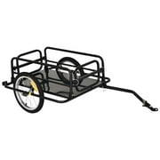 Aosom Bike Cargo Trailer for Hefty Loads, Foldable Compact Storage, Heavy-Duty, Bike Wagon Bike Trailer Bicycle Cargo Trailer Bike Attachment, Black