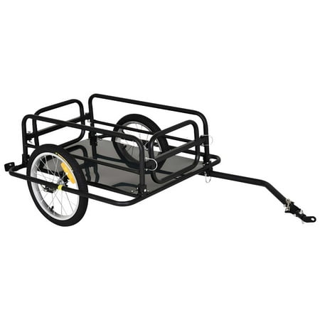 Aosom Foldable Bike Cargo Trailer Bicycle Cart Wagon Trailer with Hitch, Black