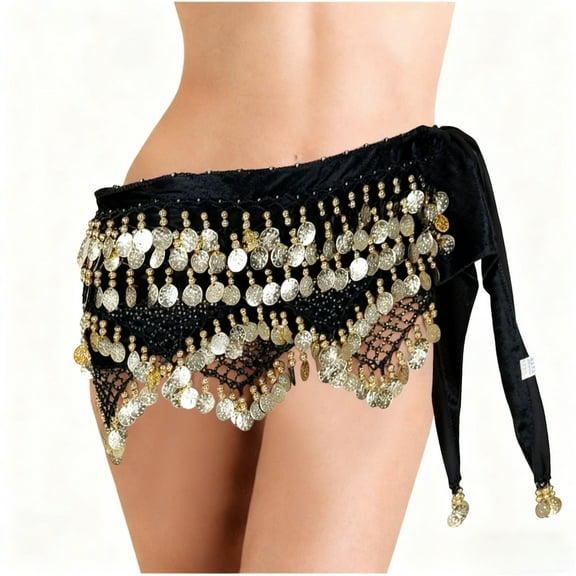 Xdegoge Sparkly Skirt for Women Sequins Tassel Hip Scarf Belly Dance Carnival Party Fringed Mini Skirts Festival Dancing Performance Glitter Costume