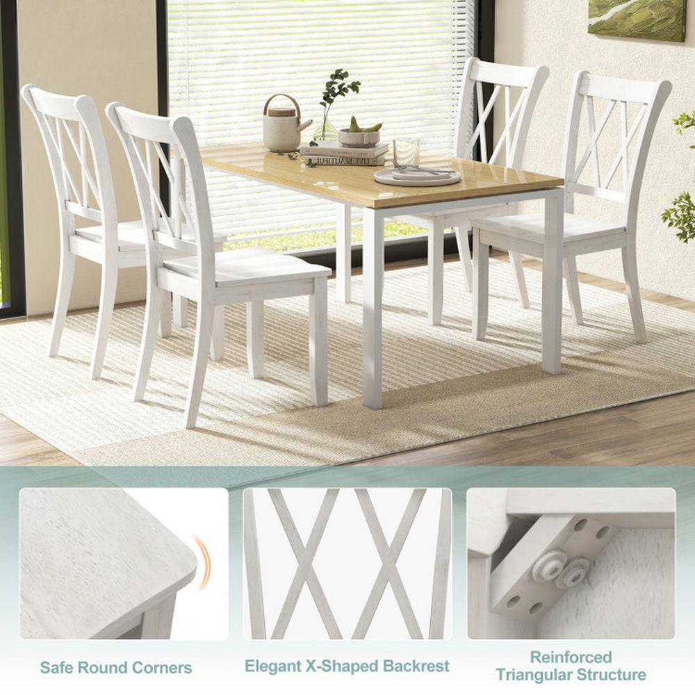 Demi Bonn Set of 2 Cross Back Rubber Wood Dining Chairs, White