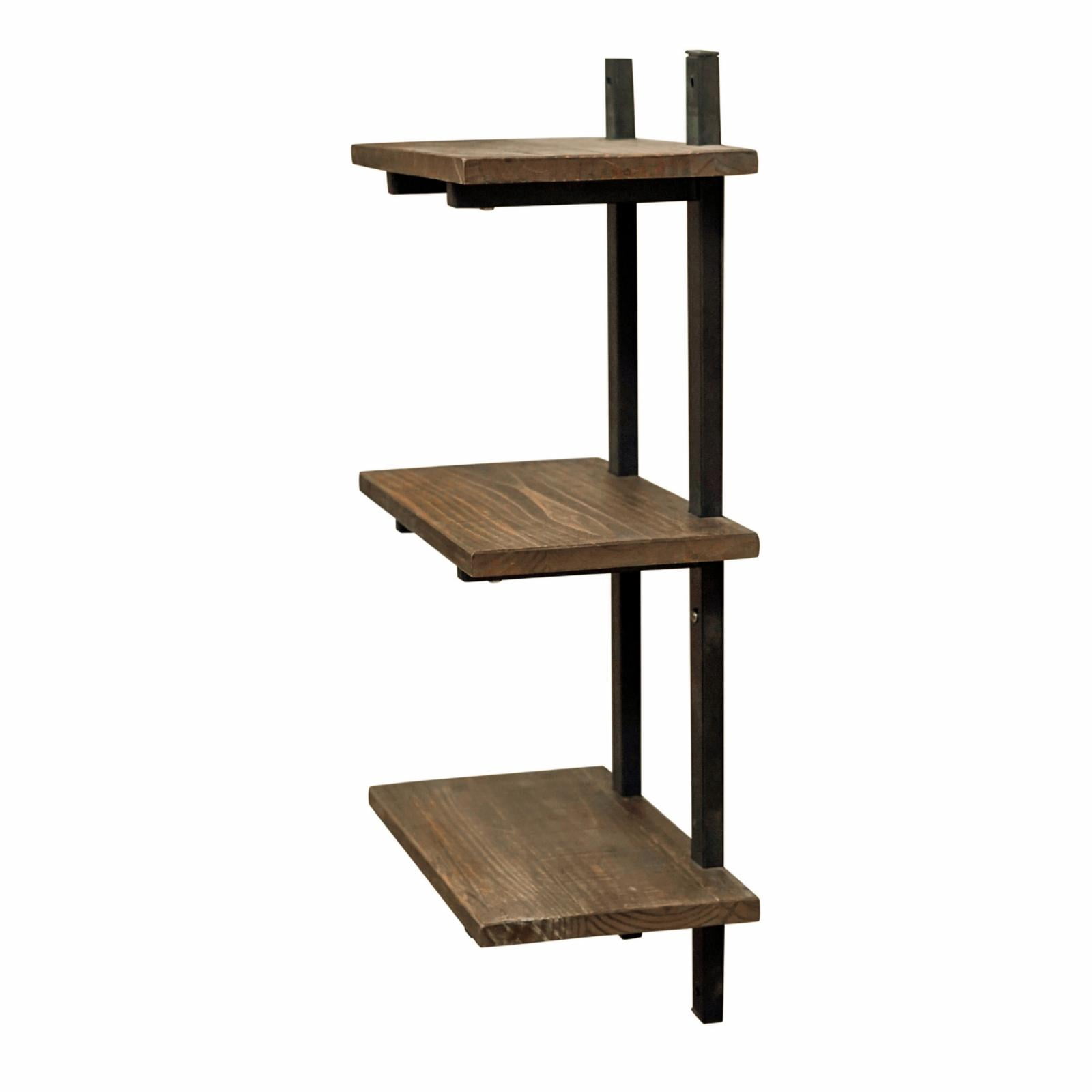 Alaterre Pomona 36"H Metal and Solid Wood Wall Shelf