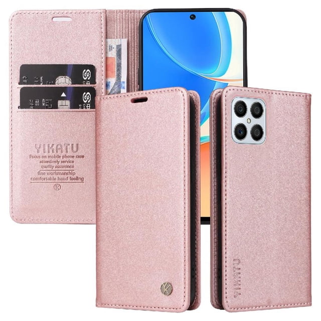 Funda para Honor X8 4G Estuche de Cuero PU Tipo Cartera con Ranuras para Tarjetas y Cierre Magnético