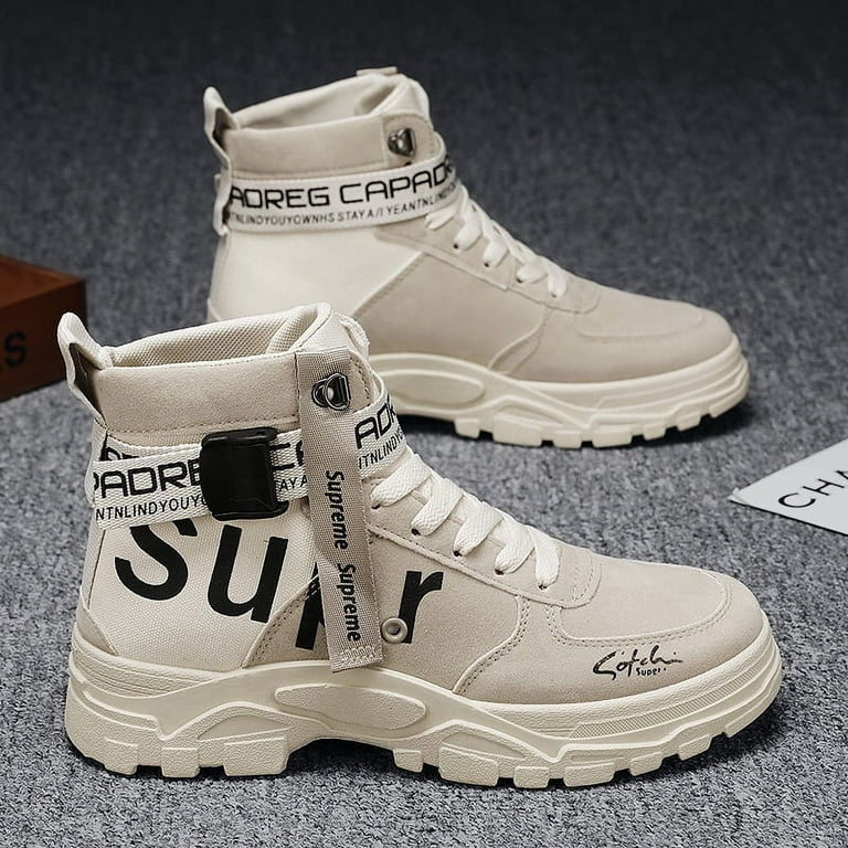Martin boots men s 2024 new spring and autumn versatile round toe high top trendy boots men s military boots large size boots men s shoes Walmart