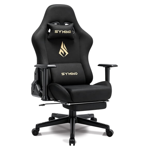 Symino Gaming Chair, Breathable Office Chair Made from High-Quality Fabric, Black