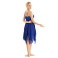 thumbnail image 4 of iixpin Womens Spaghetti Strap Lyrical Ballet Dance Dress High Low Mesh Skirt Dancewear Blue S, 4 of 7