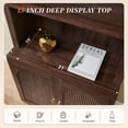 thumbnail image 3 of Aitjunz 77.6" Tall Pantry Cabinet, Kitchen Pantry Storage Cabinet with Adjustable Shelves, Open Storage and 2 Fluted Doors, Freestanding Kitchen Cabinet for Dining Room, Brown, 3 of 8