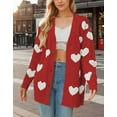 thumbnail image 5 of Women's Open Front Cardigan Sweaters Valentine's Day Cute Heart Sweater Fall Fashion Cable Knit Winter Long Sleeve Button Down V Neck Cardigan Alsol Lamesa, 5 of 6