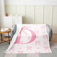 thumbnail image 2 of Pink Bow Bed Blanket,Initial Letter D Chic Romantic Flannel Blanket for Room Decor,Princess Style Bowknot Love Hearts Girly Fairy Fleece Blanket ,Super Soft Blanket,Throw 50"x60", 2 of 6