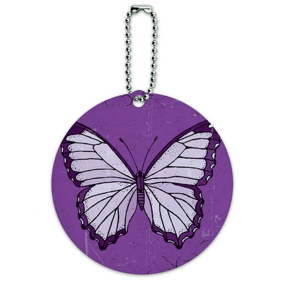 Graphics and More Butterfly Artsy Purple Round ID Card Luggage Tag