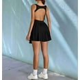 thumbnail image 6 of Women's Athletic Dress Square Neck Pleated Tennis Dress Built-in Shorts Pockets Golf Outfit Black XL, 6 of 7