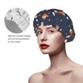 thumbnail image 2 of Kdxio Cartoon Fox Print Shower Cap for Women,Elastic and Reusable,Double Waterproof Layers Bathing Hat, 2 of 6