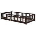 thumbnail image 3 of Miniyam Twin Size Toddler Floor Bed with Safety Guardrails, Espresso, 3 of 8