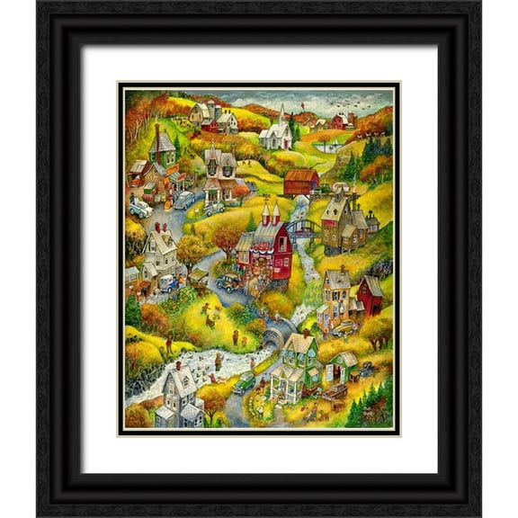 Bell, Bill 12x14 Black Ornate Wood Framed with Double Matting Museum Art Print Titled - Country Autumn