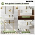 thumbnail image 3 of HOROW 24" x 17" Console Bathroom Sink with Stainless Steel Support Pedestal Legs, Free Standing Vanity Basin, Wall-Mount Modern Rectangular Ceramic Sink Porcelain, Brushed Gold, 3 of 9