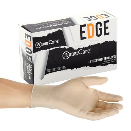 

amercare edge lightly powdered gloves latex medium case of 1000