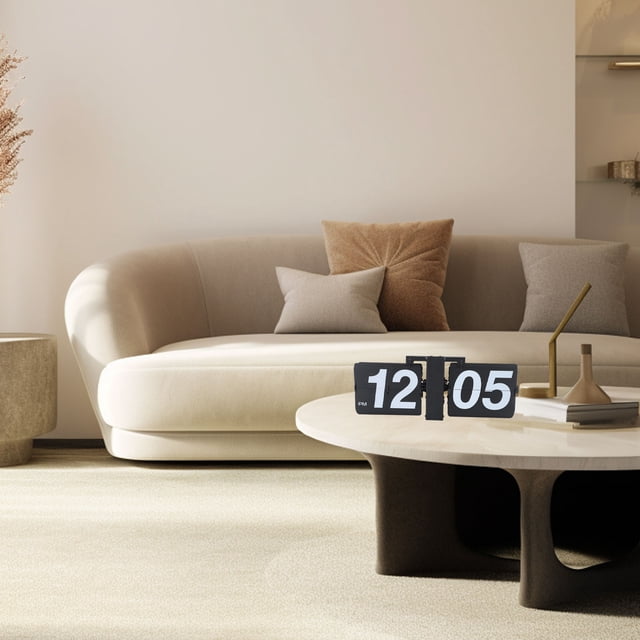 Horloge de Bureau Flip, Moderne Numérique Mécanique Rétro Flip Down Horloge avec Bouton de Réglage de l'Heure de la Broche de Rotation de la Page, Horloge Amovible Flip Down pour le Bureau de la Chambre à Coucher du Salon