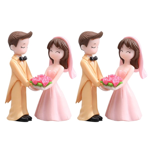 2 pares de figuras de pareja románticas, micropaisaje, decoración, modelo de pareja romántica