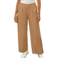 thumbnail image 4 of TEAJOPSUU Womens High Waist Wide Leg Pants Wide Waistband Pleated Trousers with Pockets Business Casual Work Office Wear Khaki, 4 of 9