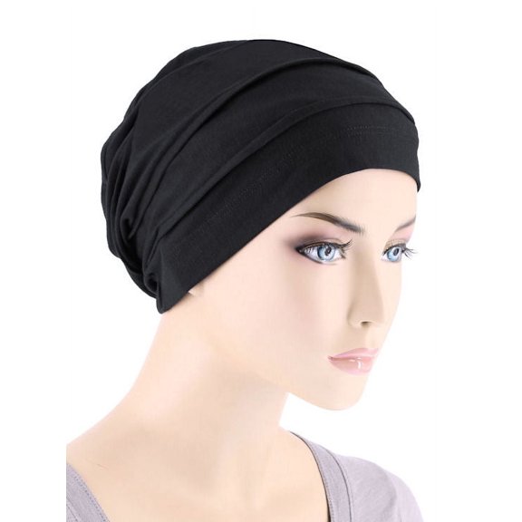 Lux Bamboo Pleated Cap in Onyx Black