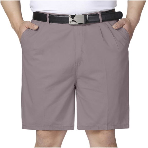 hlysgo Mens Golf Shorts Lightweight Quick Dry Stretch Waistband Short Big and Tall Flat Front Casual Dress Shorts with Zipper Pockets Gray,L
