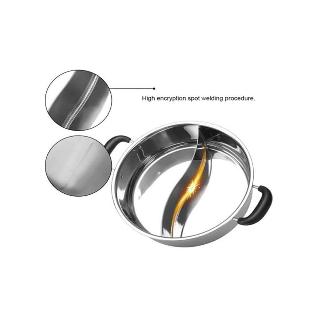 LP Living Plus Electric Dual Sided Stainless Steel Shabu Shabu Hot Pot with Burner and Glass Lid 5.0L