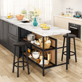 thumbnail image 5 of Cvortll Kitchen Island with Seating and Storage, 47.2" Wooden Counter Height Bar Table with 2 Stools, Space Saving Dining Table Set for Small Apartment or Bistro, White, 5 of 10