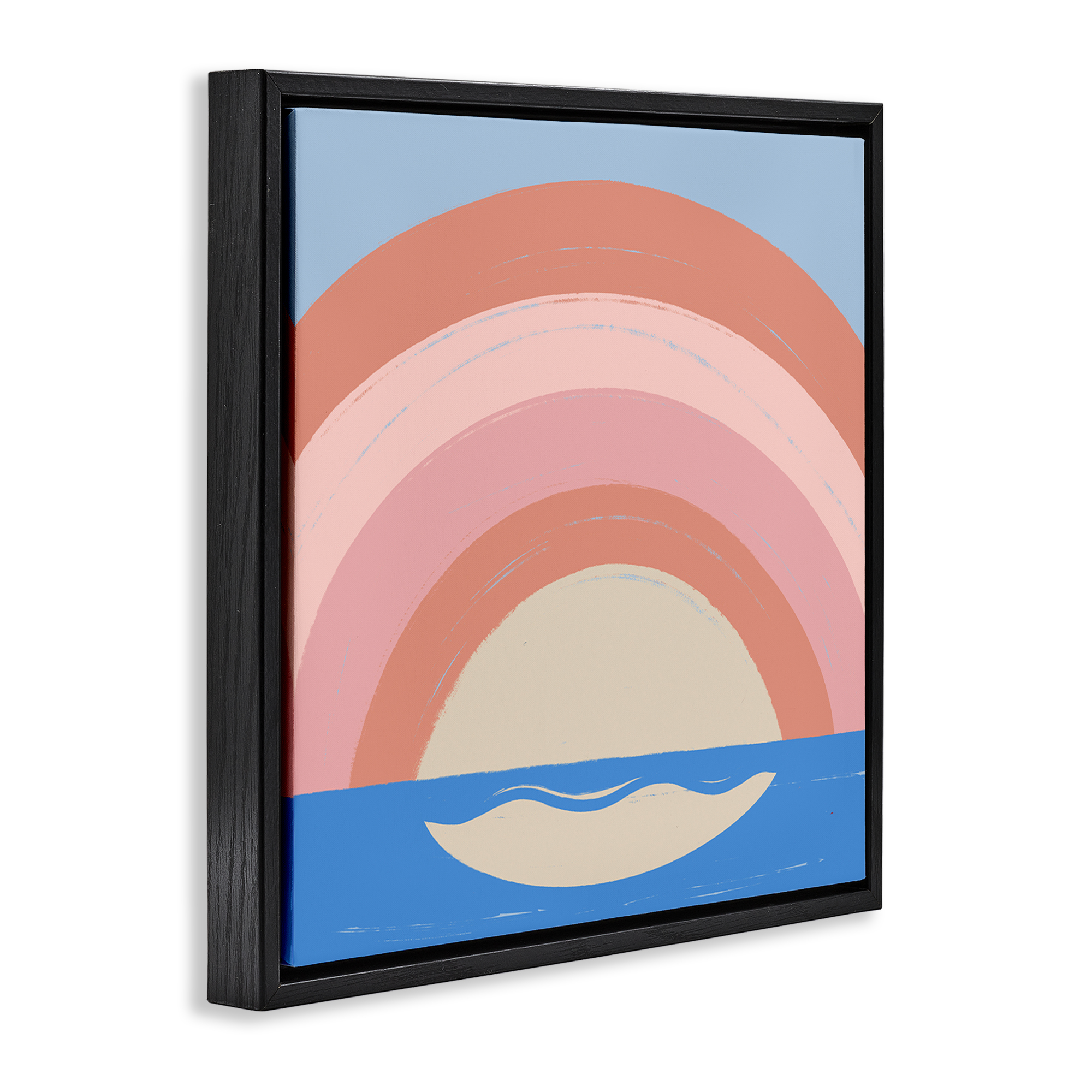 Stupell Industries Ocean Rainbow Reflection Landscape & Nature Painting Black Floater Framed Canvas Art Print Wall Art, 18 x 18