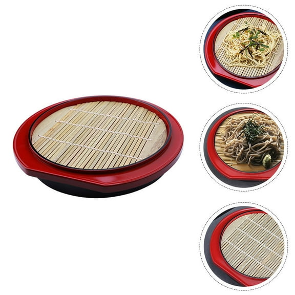 BRIGHTFUFU Snack Serving Tray Bamboo 1 Set 9.4x9.4x1.6in
