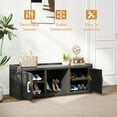 thumbnail image 5 of 2-Tier Storage Bench, Waterproof UV-Resistant Outdoor Shoe Storage Cabinet with 2 Doors & Adjustable Shelves for Indoor Outdoor Entryway, Hallway, Living Room(Black), 5 of 13