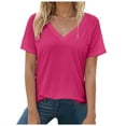 thumbnail image 3 of vigerkar Women's Vneck T-Shirt Lightweight Short Sleeve Cotton Tee for Daily Fashion Clothes (Hot Pink, M), 3 of 7