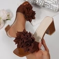 thumbnail image 2 of ZACPNCV Women's Square Toe Block Heel Mules Open Toe Floral Applique Casual Dressy Sandals Spring Summer, 2 of 9