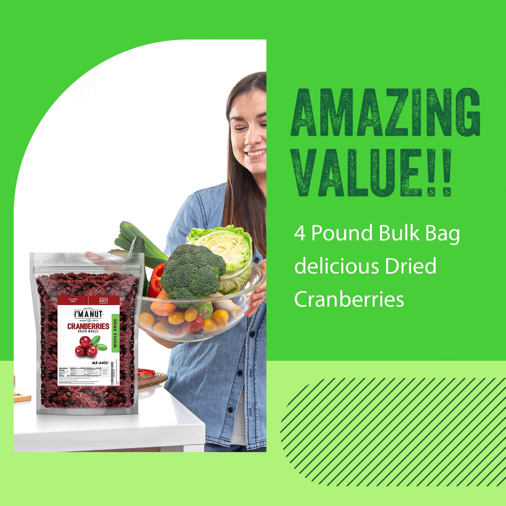 Dried Cranberries 64 oz – Premium Dried Cranberries, Dried Fruit, Kosher, High in Antioxidants, Gluten & Peanut Free