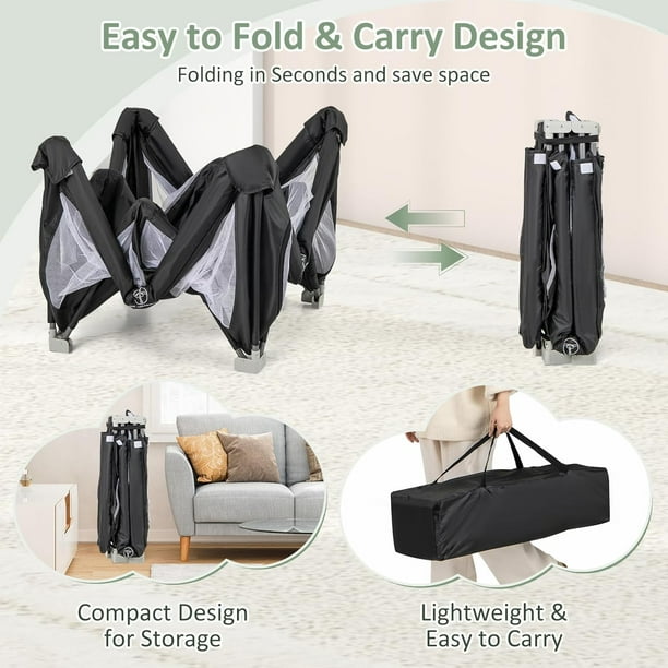 INFANS Foldable Baby Playpen with Mat, 59” x 59” Large Baby Play
