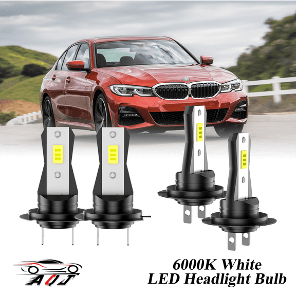 Compatible with BMW 330i xDrive 2017 2018 2019 LED Headlight Bulbs KIT High Low Beam Combo (Pack of 4) , 6000K White Super Bright, Plug and Play