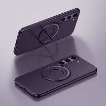 Mantto Invisible Kickstand Magnetic Phone Case for Samsung Galaxy S23 Plus,Compatible with MagSafe Charger,Shockproof Rugged Hybrid Hidden Bracket Matte Anti-Scratch Slim Phone Case,Purple