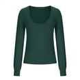thumbnail image 4 of Lilgiuy Women's Fashion Casual Long Sleeve Comfortable Solid Color Sweatshirt V-Neck Tops Blouse Lightweight Active Yoga Tee Shirts, 4 of 5
