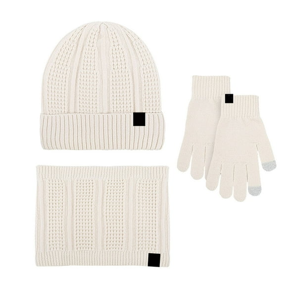 Niaviben Mens Winter Hat and Gloves Set Brimless Hat Outdoor Cycling Cold-proof Ear Warm Cap Gifts for Women Winter Set for Men Ski Hats for Women Set for Women Thermal Soft Beige One Size